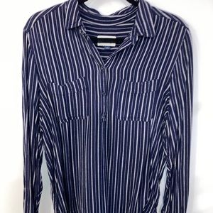 Blue and White Blouse